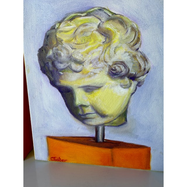 Textile Cris Cooper “David” Contemporary Portrait Oil on Canvas Paintings – A Pair For Sale - Image 7 of 12