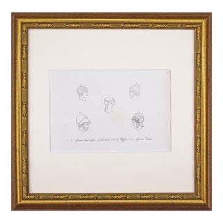 19th Century Antique English Greco Roman Helmet Costume Etching by Hope 1809 For Sale