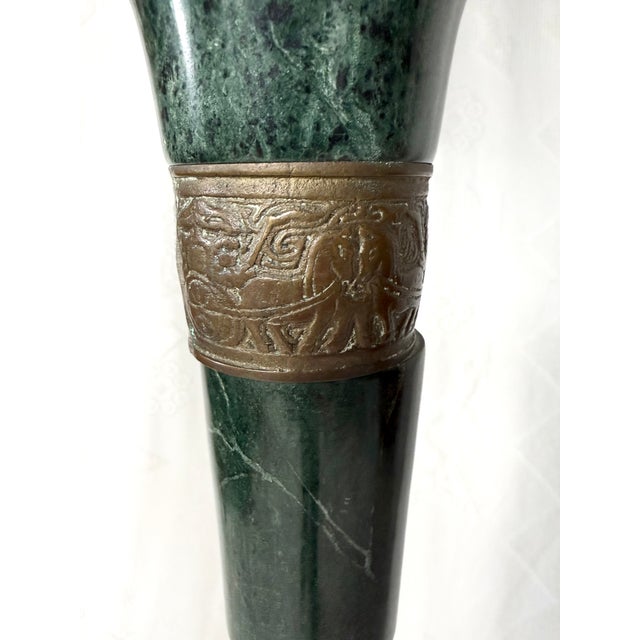 1940s Frederick Cooper Brass and Green Marble Floor Lamp For Sale - Image 5 of 15
