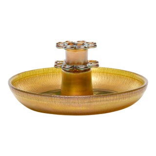 Tiffany Studios “Leaf and Vine” Favrile Glass Vase / Centerpiece Bowl For Sale