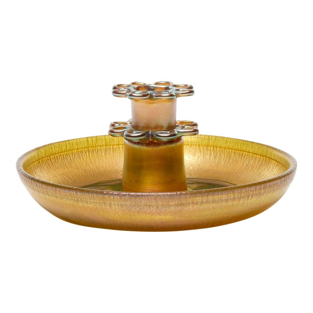 Tiffany Studios “Leaf and Vine” Favrile Glass Vase / Centerpiece Bowl For Sale