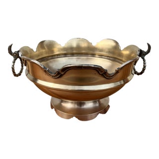 Mid 20th Century Large Polished Brass Centerpiece Bowl, India For Sale