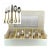 Yamazaki "Tasha" Gold Accent Stainless Flatware Set - 81 Pieces (Service for 16 With Storage Case) Vintage 1990's For Sale