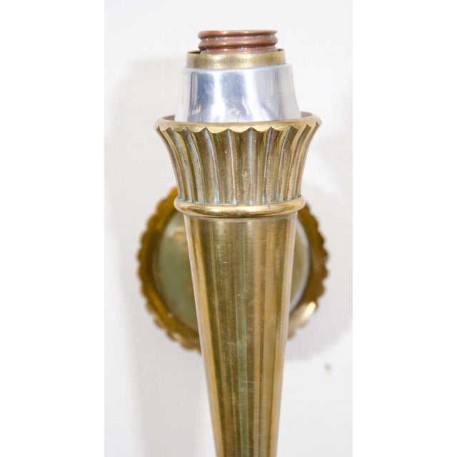 1950s Pair of Midcentury Bronze Sconces Attributed to Genet and Michon, France 1950s For Sale - Image 5 of 7