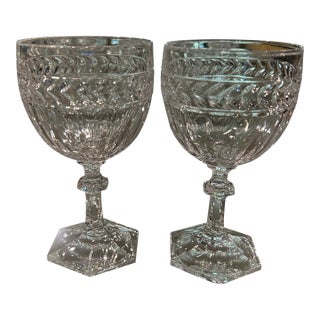 1990s Crystal Villeroy & Boch Miss Desiree Pattern Wine Glasses- a Pair For Sale