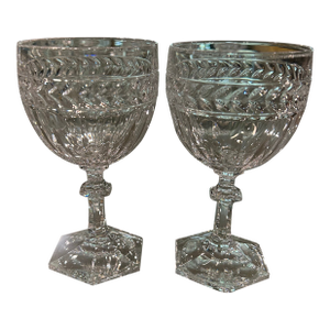 1990s Crystal Villeroy & Boch Miss Desiree Pattern Wine Glasses- a Pair