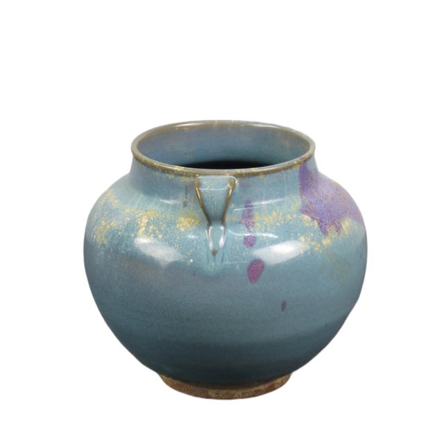 2010s Blue and Purple Ceramic Cachepot or Flower Jar For Sale - Image 5 of 9