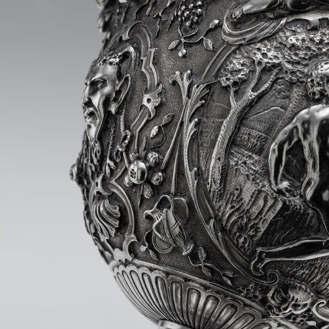Antique Italian Silver Repoussé & Chased Covered Urn, 1870s For Sale - Image 18 of 18