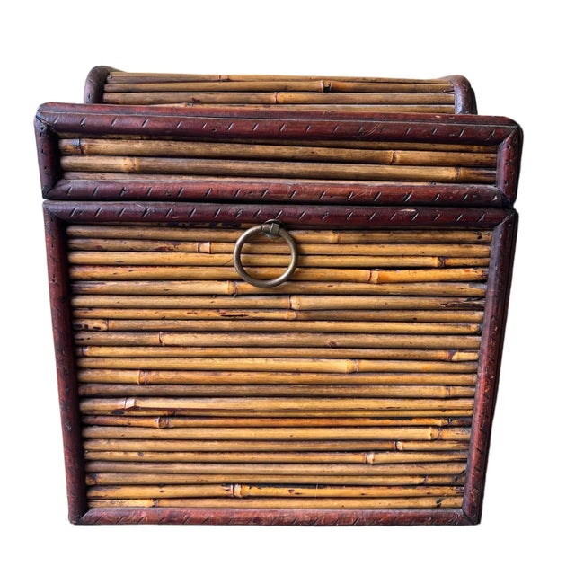 Vintage pencil Reed storage box with brass closure and brass handles on each side. Very nice shape can also be used as a...