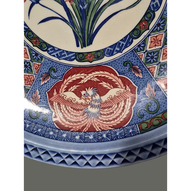 Ceramic Vintage Asian Japanese Imari Floral Phoenix Bird Platter For Sale - Image 7 of 10
