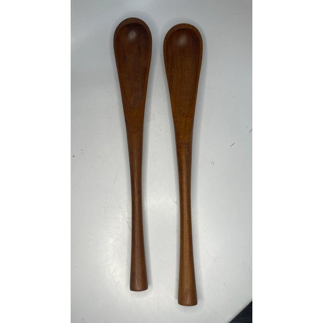 Pair of 1970s Danish Teak Salad Servers For Sale - Image 4 of 6