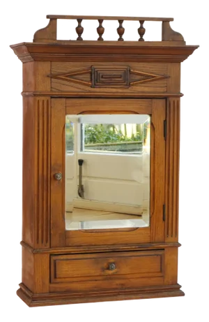 Small Carved Wooden Wall Apothecary Cabinet
