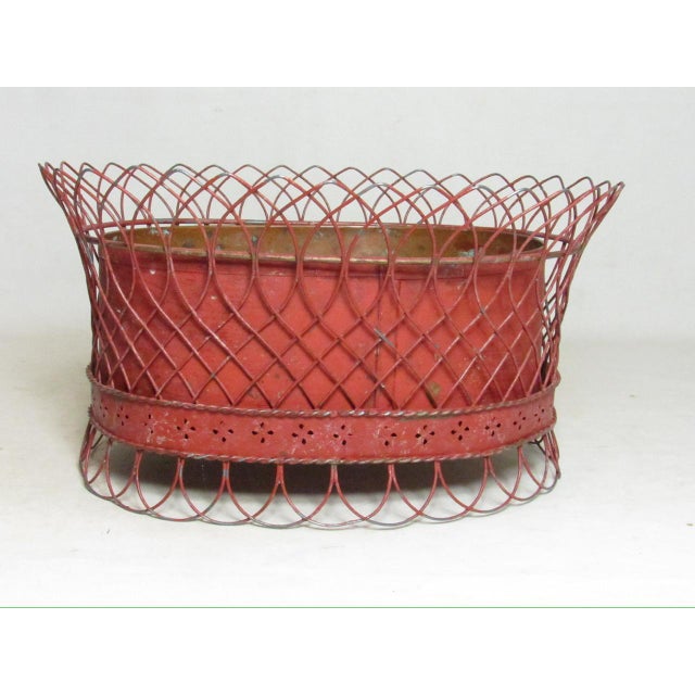 French Wirework Tole Painted Planter For Sale - Image 11 of 16