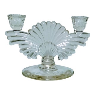 1930s Payden City Glass Double Candlestick Holder For Sale