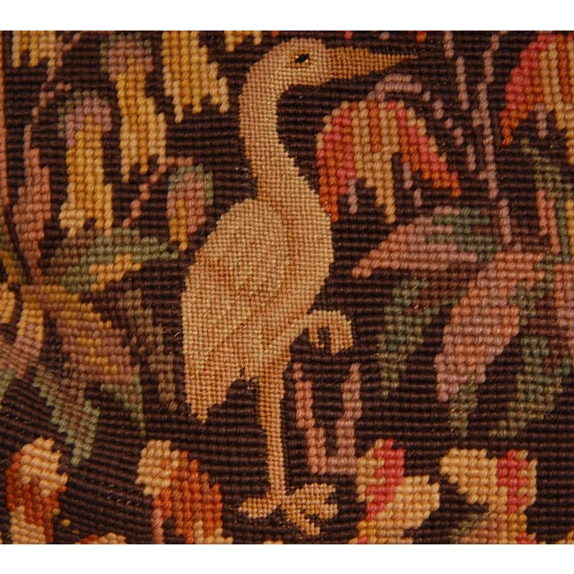 19th Century 19th Century Flemish Tapestry Neo Renaissance Pillow Cushion Allegorical Millefleurs Animals For Sale - Image 5 of 12
