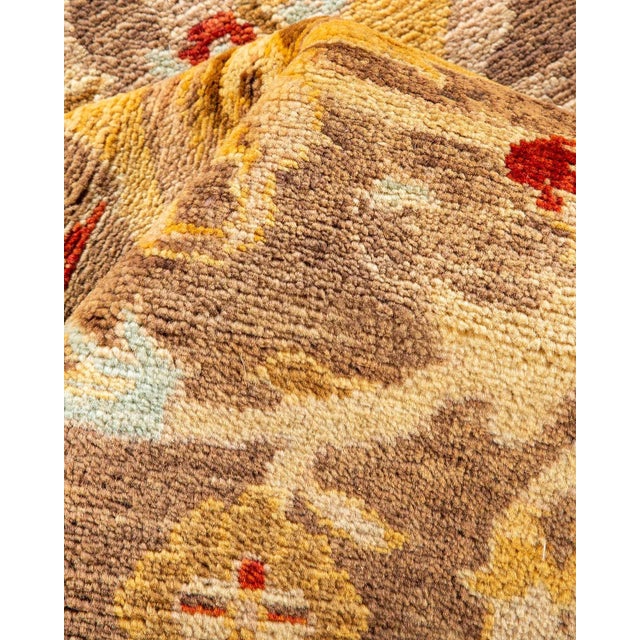 Textile Vintage Traditional Hand Knotted Wool Area Rug, Brown - 8'0" X 9'10" For Sale - Image 7 of 9