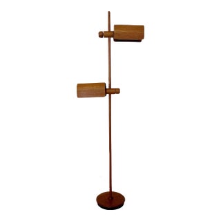 Domus Adjustable Teak Floor Lamp, Denmark 1970s For Sale