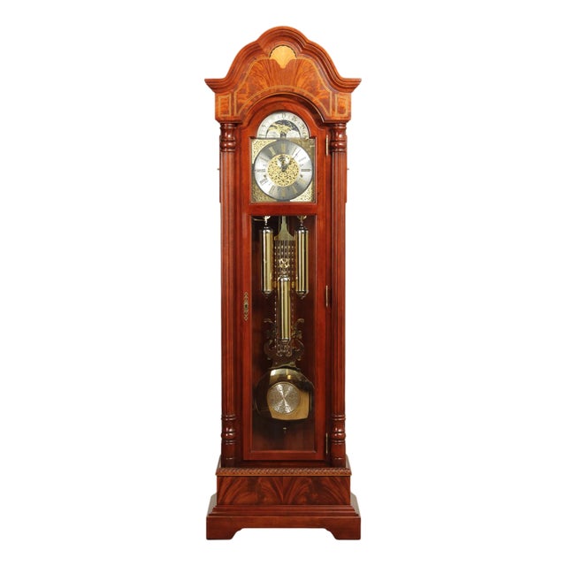 Late 20th Century Sligh Federal Style Inlaid Mahogany Grandfather Clock For Sale