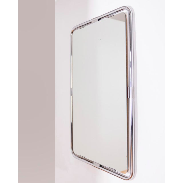 Wall mirror with chromed tubular metal frame, italian design, 1970s. condition: in good condition, may show signs of wear...
