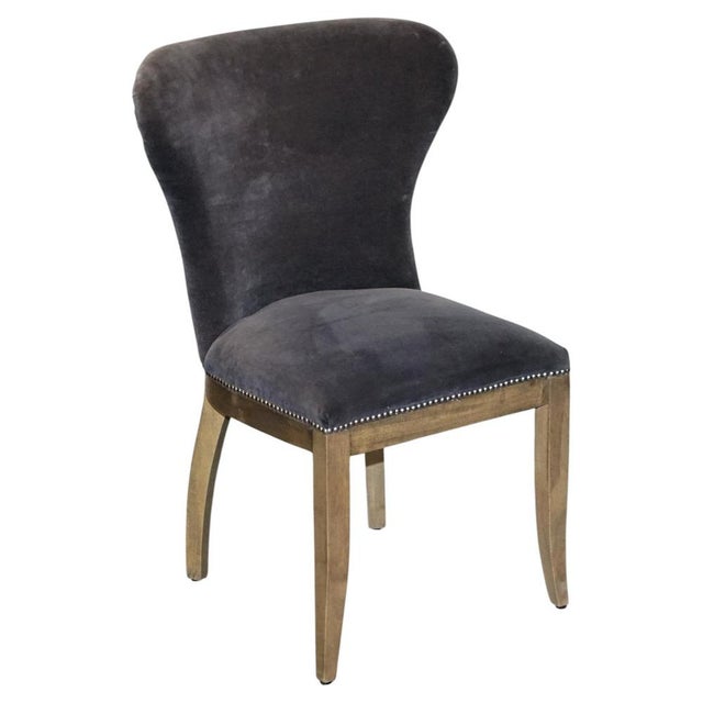 A stylish vintage Halo Richmond single chair, beautifully upholstered in navy velvet fabric with classic studded...