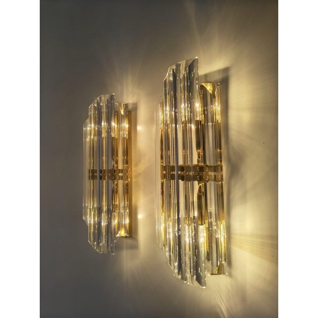 Mid-Century Modern Crystal Glass Wall Sconces, Germany, 1970s, Set of 2 For Sale - Image 10 of 18