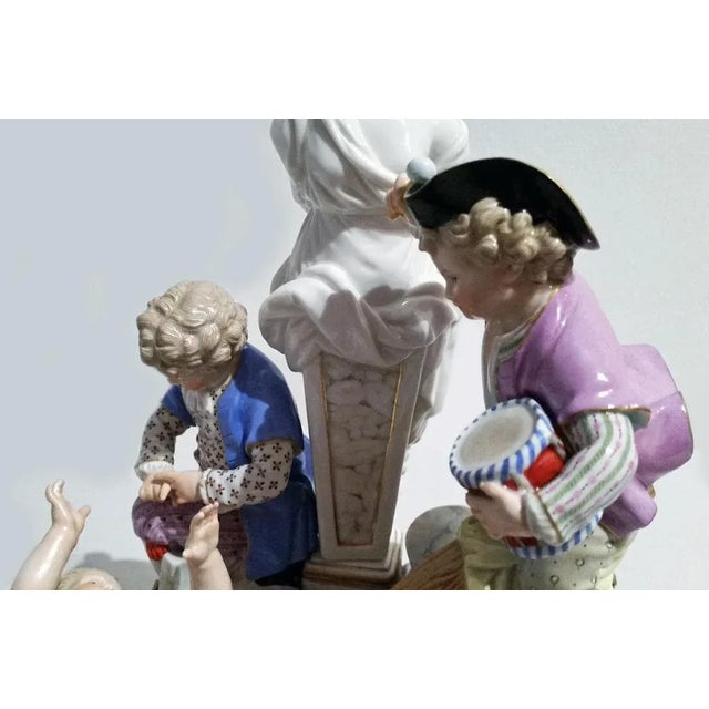 Rococo Meissen Figurines Cherubs with Swing Model G 32 by Acier, 1920s For Sale - Image 3 of 7