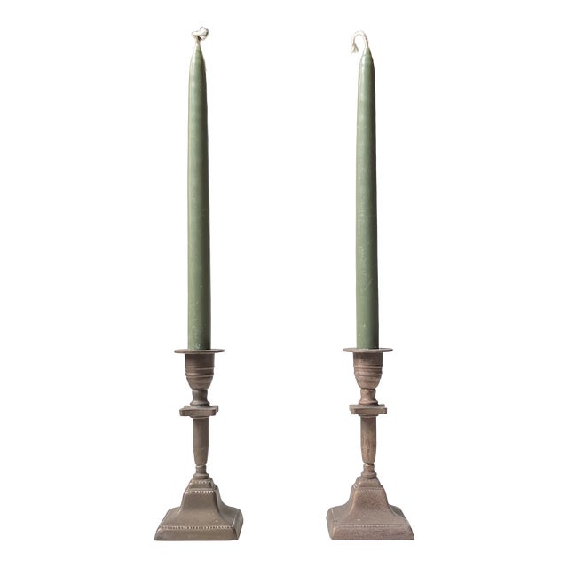 Danish Bauhaus Candleholders in Patinated Bronze, 1940s, Set of 2 For Sale