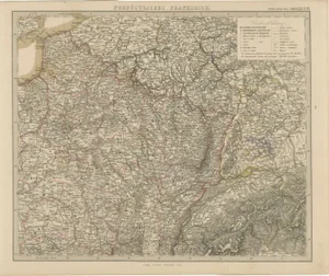 Antique Map of Alsace, Lorraine and Champagne in Northeastern France, 1858