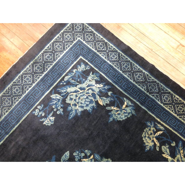 Zabihi Collection Midnight Blue Antique Chinese Square Peking Rug - 5'7" x 6'2" For Sale In New York - Image 6 of 6