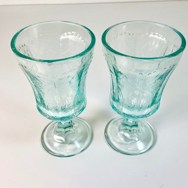 1970s Vintage Victorian Boho Chic Indiana Glass Co. Recollection Goblets - Set of 7 For Sale - Image 10 of 12