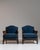 Pair of Early 20th Century British Navy Blue Edwardian Velvet Upholstered Armchairs with Cane Panels For Sale - Image 9 of 15