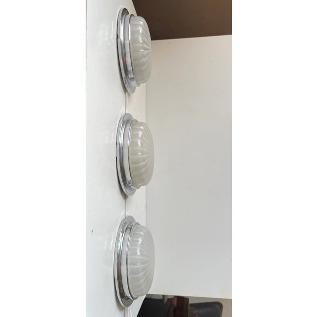 Art Deco Style Nautical Ship Wall Sconces with Sunburst Glass, 1960s, Set of 3 For Sale - Image 3 of 9