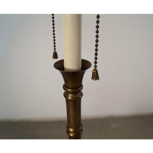 Antique Faux Bamboo in Brass & Leather Floor Lamp For Sale In Los Angeles - Image 6 of 12
