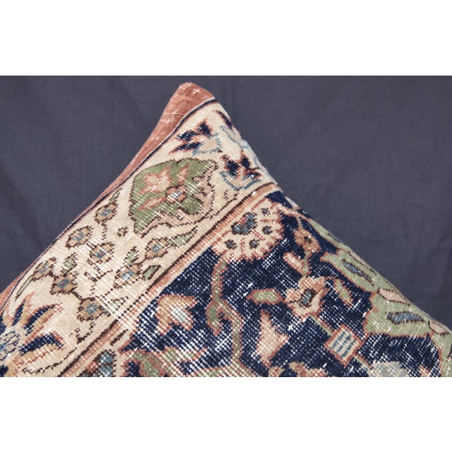 Navy Blue Authentic Vintage Hand Knotted Rug Pillow Cover - For Sale - Image 8 of 14
