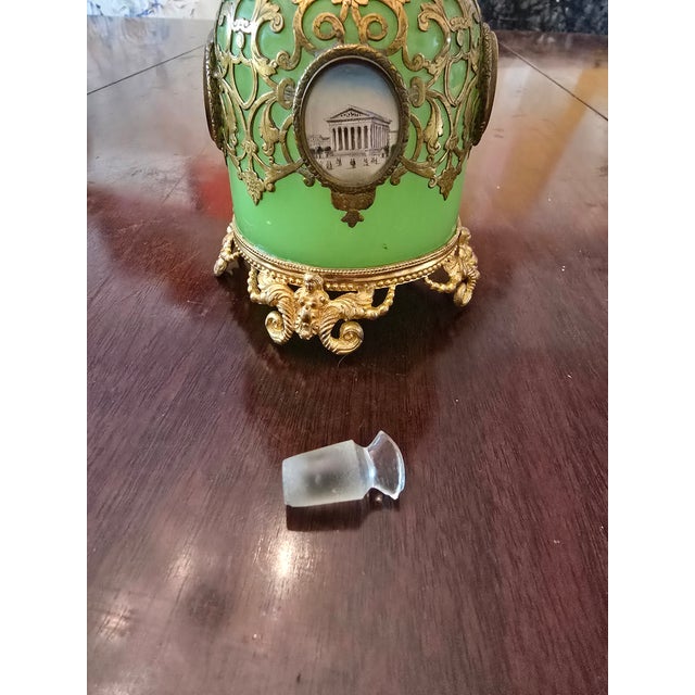 Antique Orientalist Jade Opaline Glass Perfume Bottle For Sale - Image 9 of 11