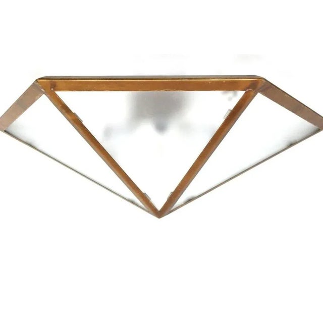 Glass panes made of transparent satin glass, 6 versions E14 in massive patinated brass frame. I have official proof of...