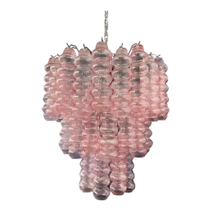 Three-Tier Bubble Murano Style Glass Tube Chandelier – 48 Pink Glasses