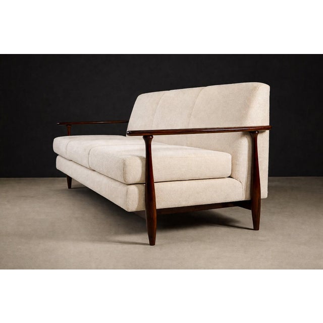 Sofa in Rosewood & Warm Ivory Mohair by Liceu De Artes E Ofícios, Brazil, 1960s For Sale - Image 13 of 18