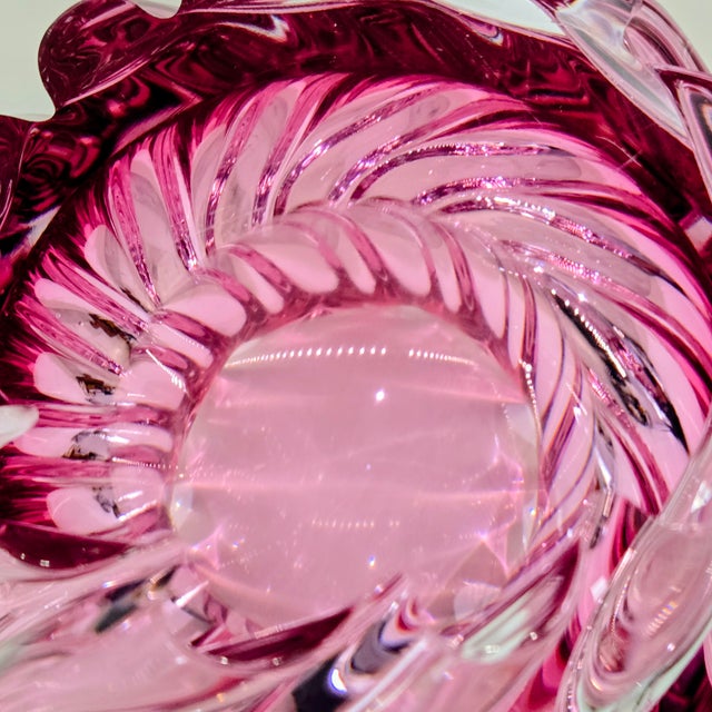 Glass Mid-Century Czech Cranberry Pink Art Glass Vase by Josef Hospodka for Chribska For Sale - Image 7 of 7