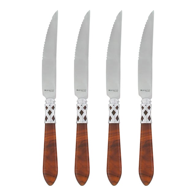 VIETRI Aladdin Brilliant Faux Tortoiseshell Steak Knives - Set of 4 For Sale