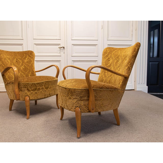 Brown Danish Modern Lounge Chairs by Alfred Christensen for Slagelse Møbelværk, 1940s, Set of 2 For Sale - Image 8 of 14