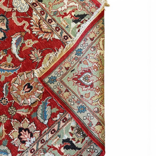 Vintage Turkish Rug 9x12 – Intricate Floral Design in Red, Ivory and Beige For Sale - Image 4 of 5