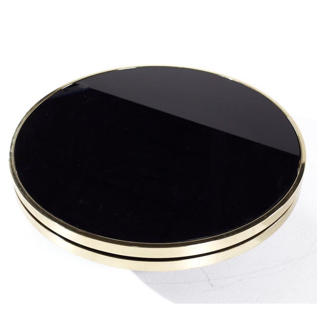 Mid-Century Modern Institute of America Attributed Brass & Smoked Glass Swivel Table For Sale - Image 3 of 7