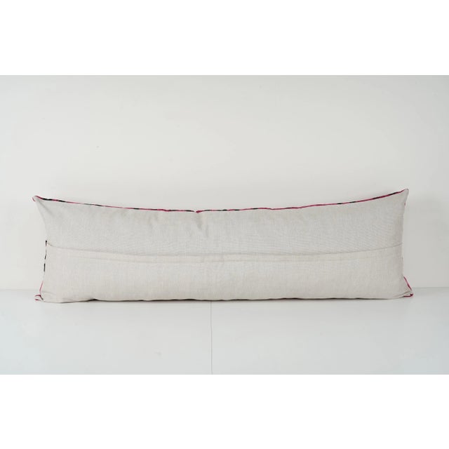1960s Boho Pink Ikat Velvet Eye Bedding Pillow For Sale - Image 5 of 5