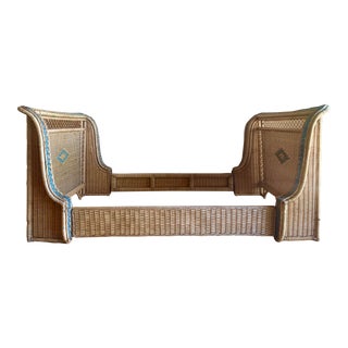 Romantic Vintage Grange French Wicker and Rattan Sleigh Bed Daybed Lounge Twin For Sale