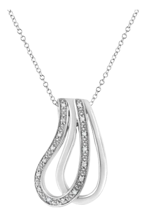 .925 Sterling Silver Pave-Set Diamond Accent Double Curve 18" Pendant Necklace (I-J Color, I1-I2 Clarity)