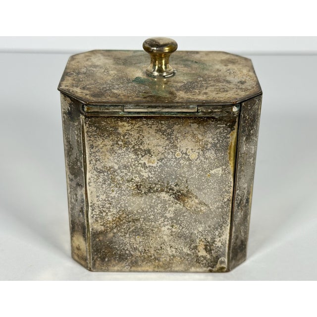 Mid 20th Century Silver Plated Tea Caddy: Georgian Style Monogrammed Box For Sale - Image 4 of 10