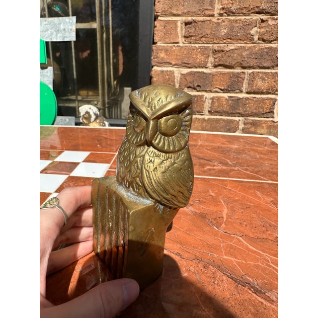 Metal 1970s Vintage Brass Owl For Sale - Image 7 of 7