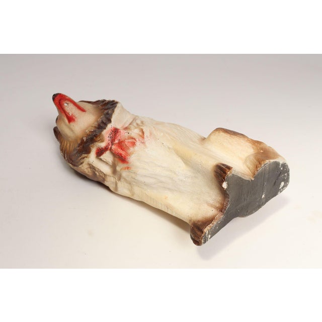 Vintage Folk Art Chalkware Carnival Chalk Brown Collie Dog Sculpture / Figurine For Sale In New York - Image 6 of 15
