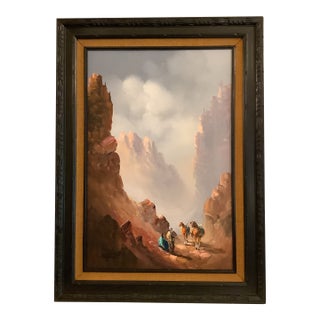 Stunning Manuel Munoz Merida Original Western Oil Painting, C1960s For Sale